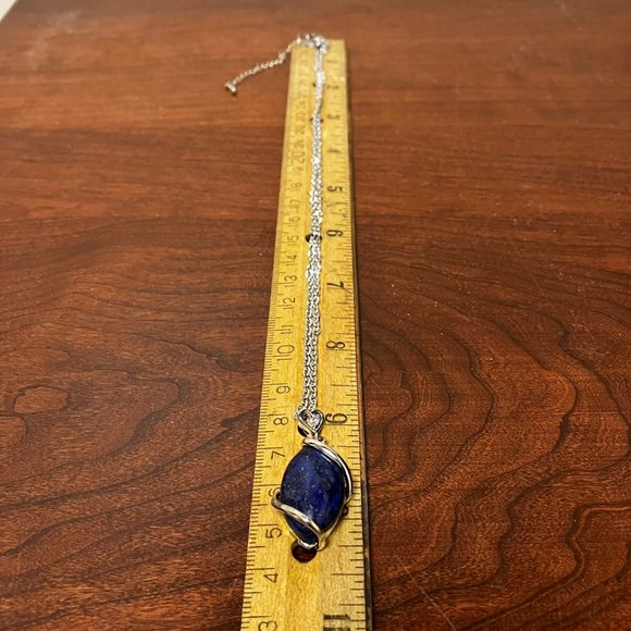 Genuine Lapis Lazuli Gemstone Pendant and 18 inch Stainless Steel Chain New - Picture 8 of 13